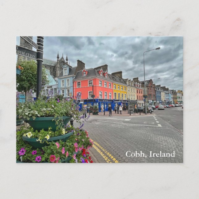 Colorful Buildings along Main Street Cobh, Ireland Postcard (Front)
