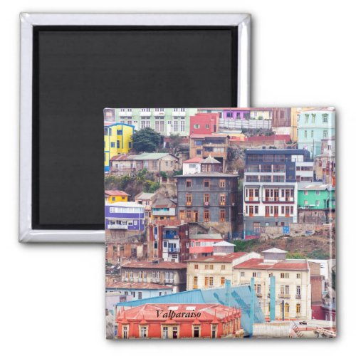 Colorful Buildings on a Hill Magnet