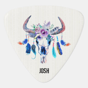 Colorful Bull Skull Guitar Pick