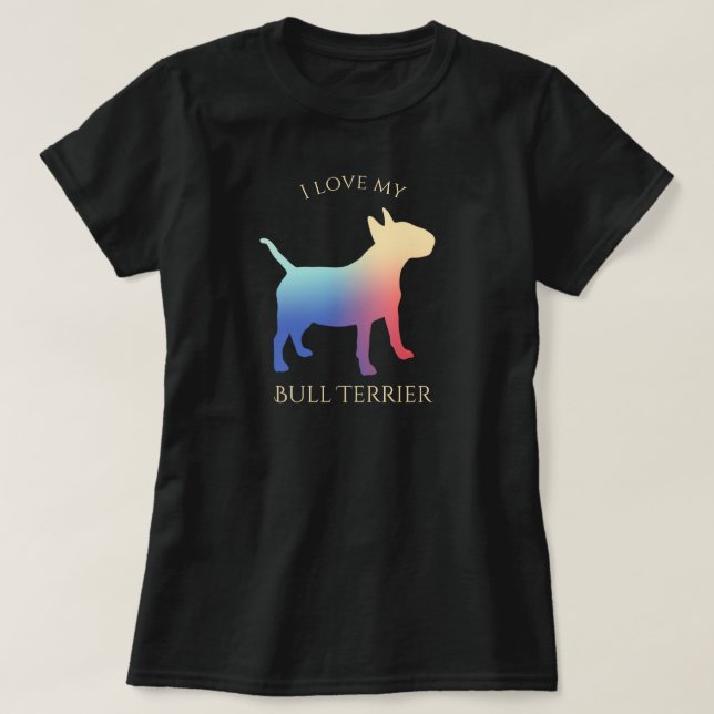 Colorful Bull Terrier Silhouette T-Shirt (Design Front)