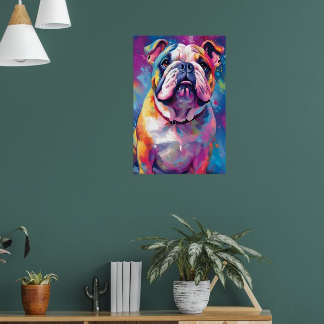 Colorful Bulldog Art Poster (Living Room 1)