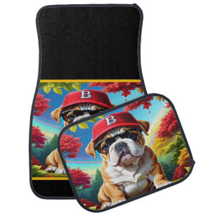 Colorful Bulldog in a Vibrant Autumn Landscape Car Floor Mat