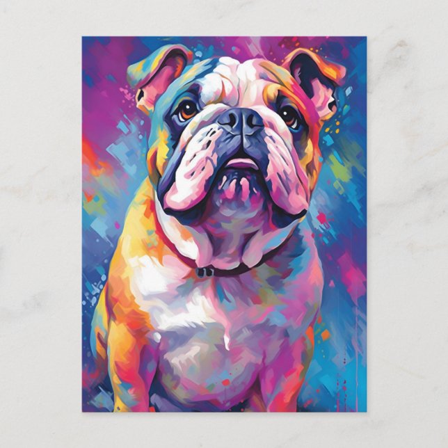 Colorful Bulldog Postcard (Front)