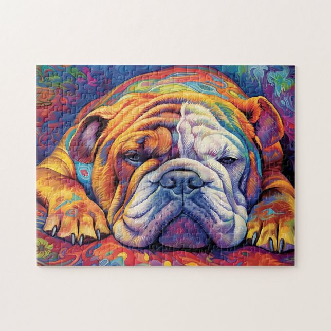 Colorful Bulldog sleeping Jigsaw Puzzle (Horizontal)