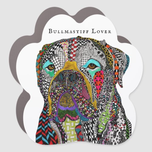 Colorful Bullmastiff Lover Car Magnet
