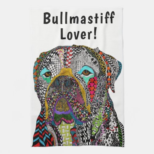 Colorful Bullmastiff Lover Kitchen Towel