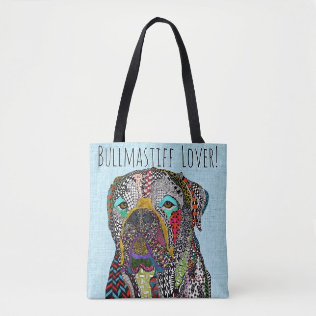 Colorful Bullmastiff Lover Tote Bag (Front)