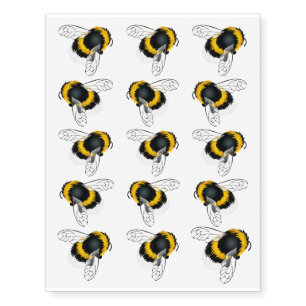 Colorful Bumble Bee Temporary Tattoos