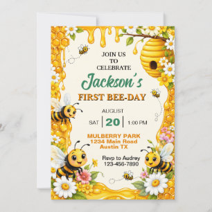 Colorful Bumblebee Birthday Party Invitation