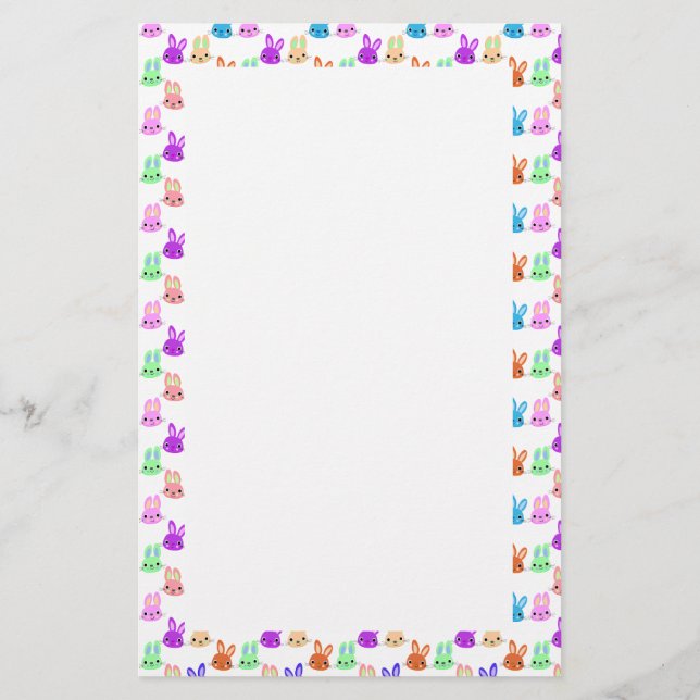 Colorful Bunnies Easter Stationery (Back)