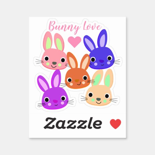 Colorful Bunnies Easter Sticker
