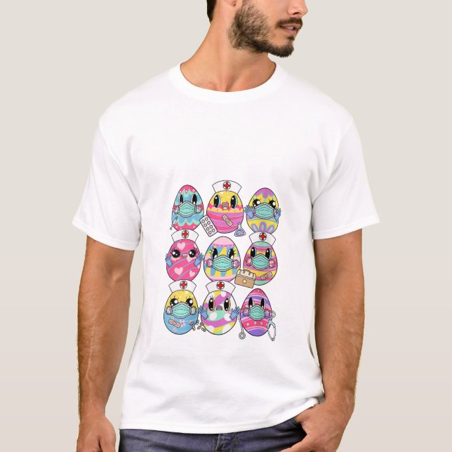 Colorful Bunny Eggs Easter T-Shirt (Front)