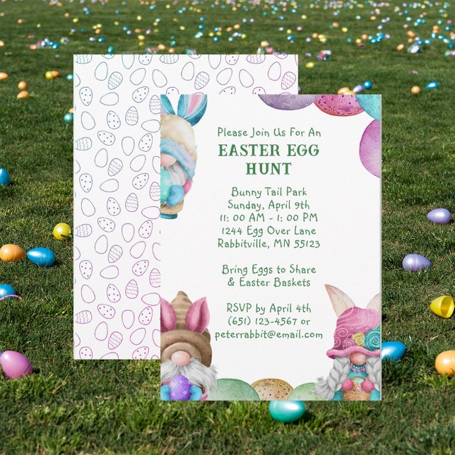 Colorful Bunny Gnomes Easter Egg Hunt Invitation (Colorful Bunny Gnomes Easter Egg Hunt Invitation)