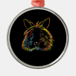Colorful Bunny Lionhead Rabbit Metal Ornament