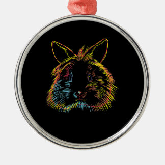 Colorful Bunny Lionhead Rabbit Metal Ornament