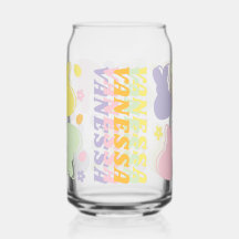 Colorful Bunny Pattern with Retro Name Accent