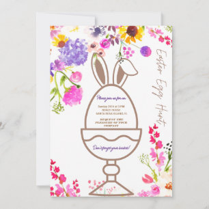 Colorful Bunny Rabbit Easter Egg Hunt Brunch  Invitation