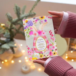 Colorful Bunny Rabbit Easter Egg Hunt Brunch   Invitation