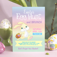 Colorful Bunny Rabbit Easter Egg Hunt Brunch Invitation