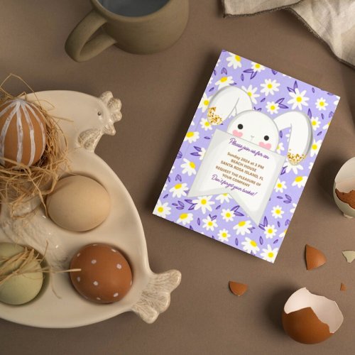 Colorful Bunny Rabbit Easter Egg Hunt Brunch Invitation