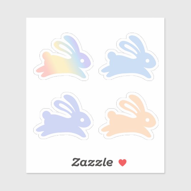 Colorful Bunny Rabbit Set of 4 Sticker (Sheet)