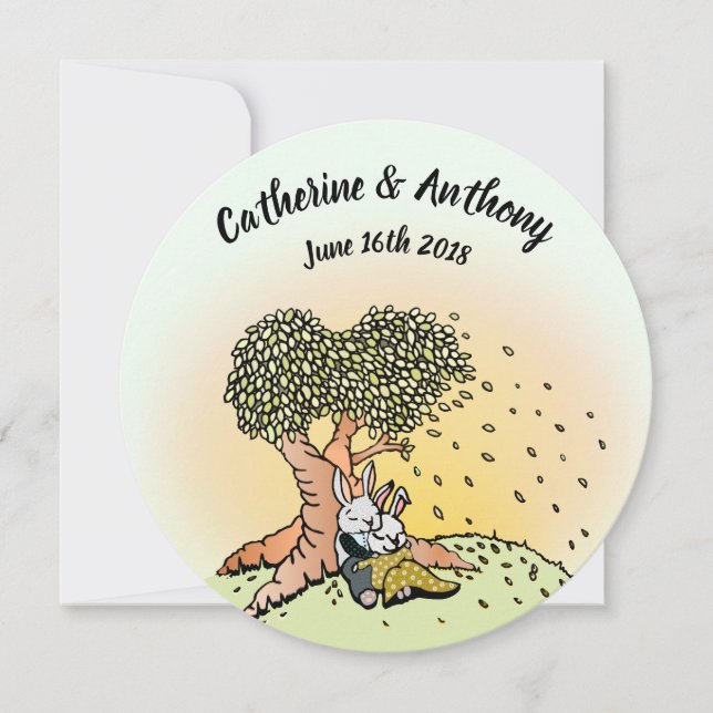 Colorful Bunny Rabbit Wedding Invitations (Front)