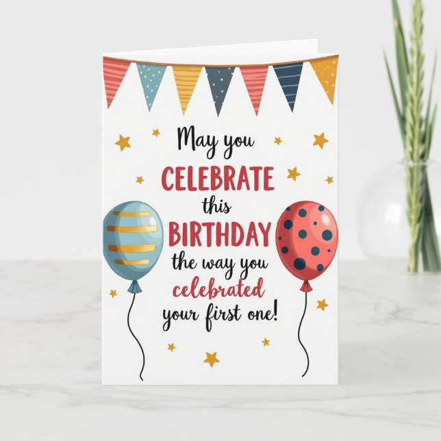 Colorful Bunting Birthday Card (Front)
