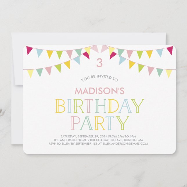 Colorful Bunting | Birthday Invitation (Front)