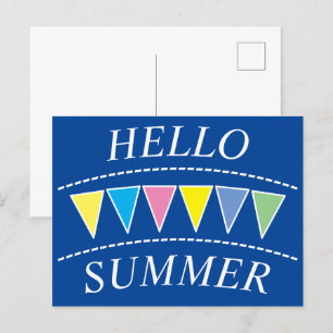 Colorful Bunting Hello Sumer Postcard