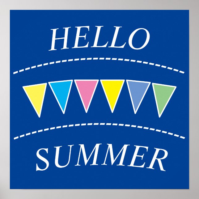 Colorful Bunting Hello Summer Poster (Front)
