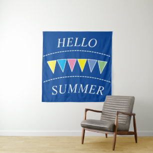 Colorful Bunting Hello Summer Tapestry