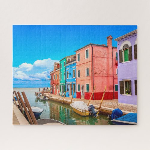 Colorful Burano Houses With Boats Venice Italy Jigsaw Puzzle