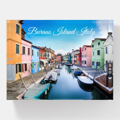 Colorful Burano Island in Venice Lagoon Italy Paperweight
