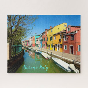 Colorful Burano Venice Italy Canal Gongola Jigsaw Puzzle