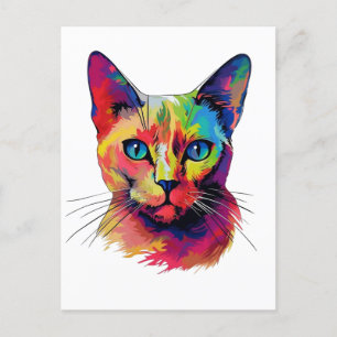 Colorful Burmese cat Postcard