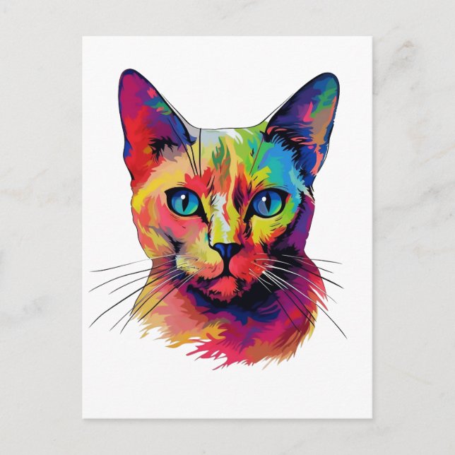 Colorful Burmese cat Postcard (Front)