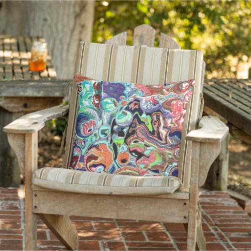 Colorful Burst of Fluid Art   Outdoor Pillow