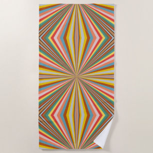 Colorful Burst Of Retro Stripes Beach Towel