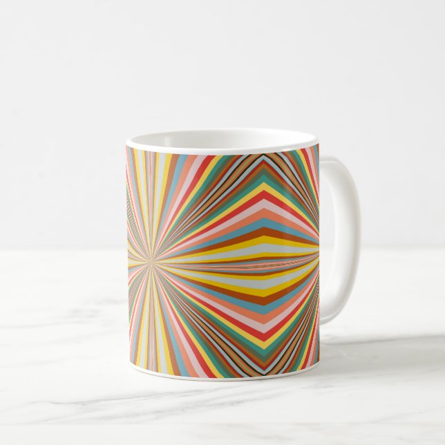 Colorful Burst Of Retro Stripes  Coffee Mug (Front Right)