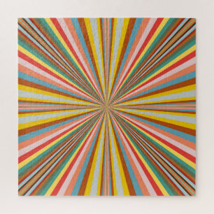 Colorful Burst Of Retro Stripes Jigsaw Puzzle