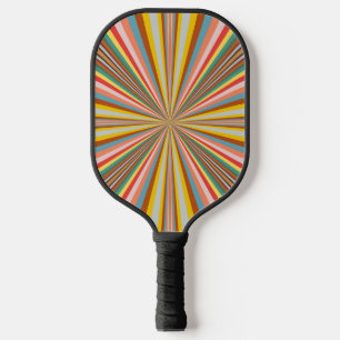 Colorful Burst Of Retro Stripes Pickleball Paddle