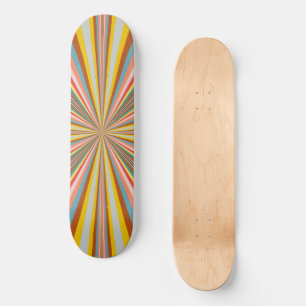 Colorful Burst Of Retro Stripes Skateboard