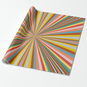 Colorful Burst Of Retro Stripes Wrapping Paper