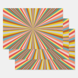 Colorful Burst Of Retro Stripes  Wrapping Paper Sheets