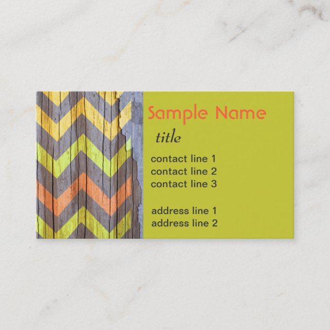 colorful business card template chevron pattern (Front)