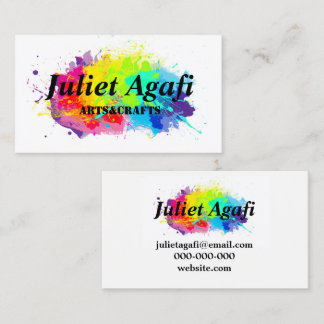 Colorful business card with colored blots