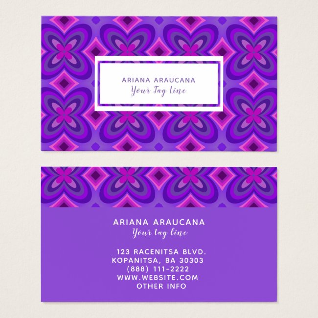 Colorful Business Cards Purple Geometric Floral