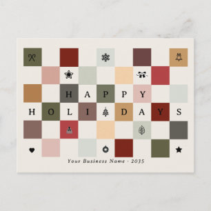 Colorful Business Happy Holidays Checkerboard Postcard
