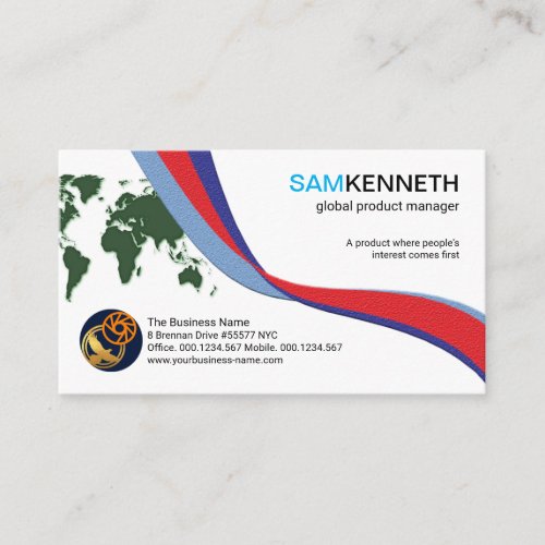 Colorful Business Wave Global International Business Card