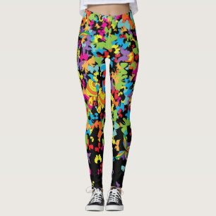 Colorful butterflies 01.bw Black BG Leggings